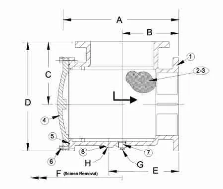 Y-Strainer Engineering Diagram Blueprint