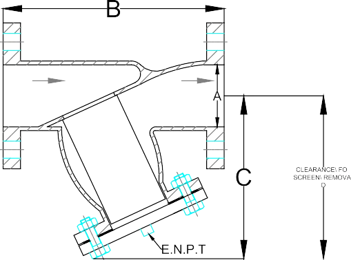 Y-Strainer Engineering Diagram Blueprint